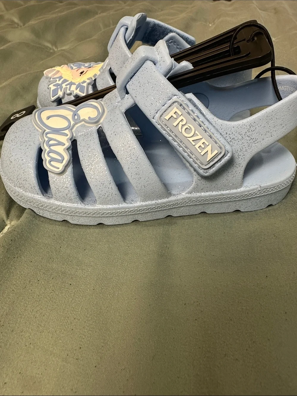 Girls Light Blue Elsa Jelly Sandals with Character Charm - Size 8